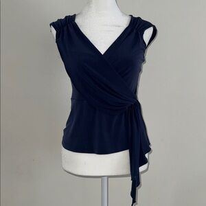 Vintage Navy faux Wrap Blouse